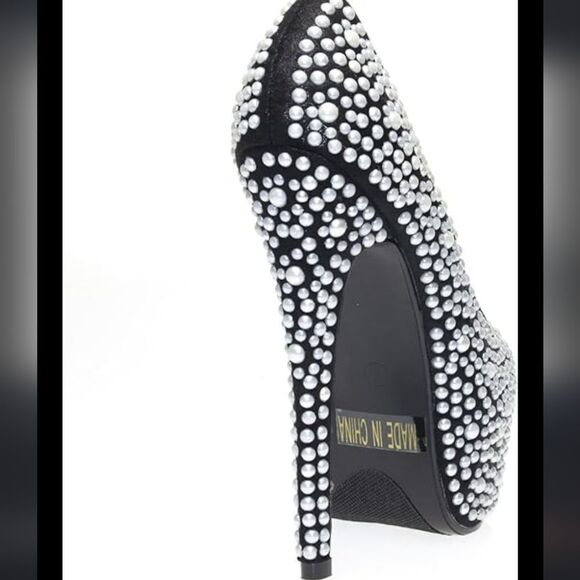BRAND NEW HEM FASHION Closed Toe PEARL STUDDED PLATFORM HIGH HEEL PUMP - Picture 4 of 16